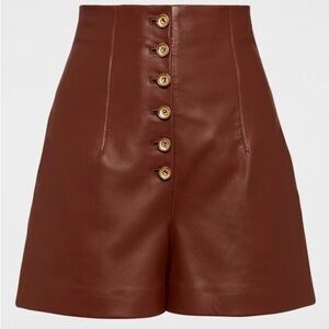 SCANLAN THEODORE GOLD BUTTON LEATHER Chic Brown Shorts size 2